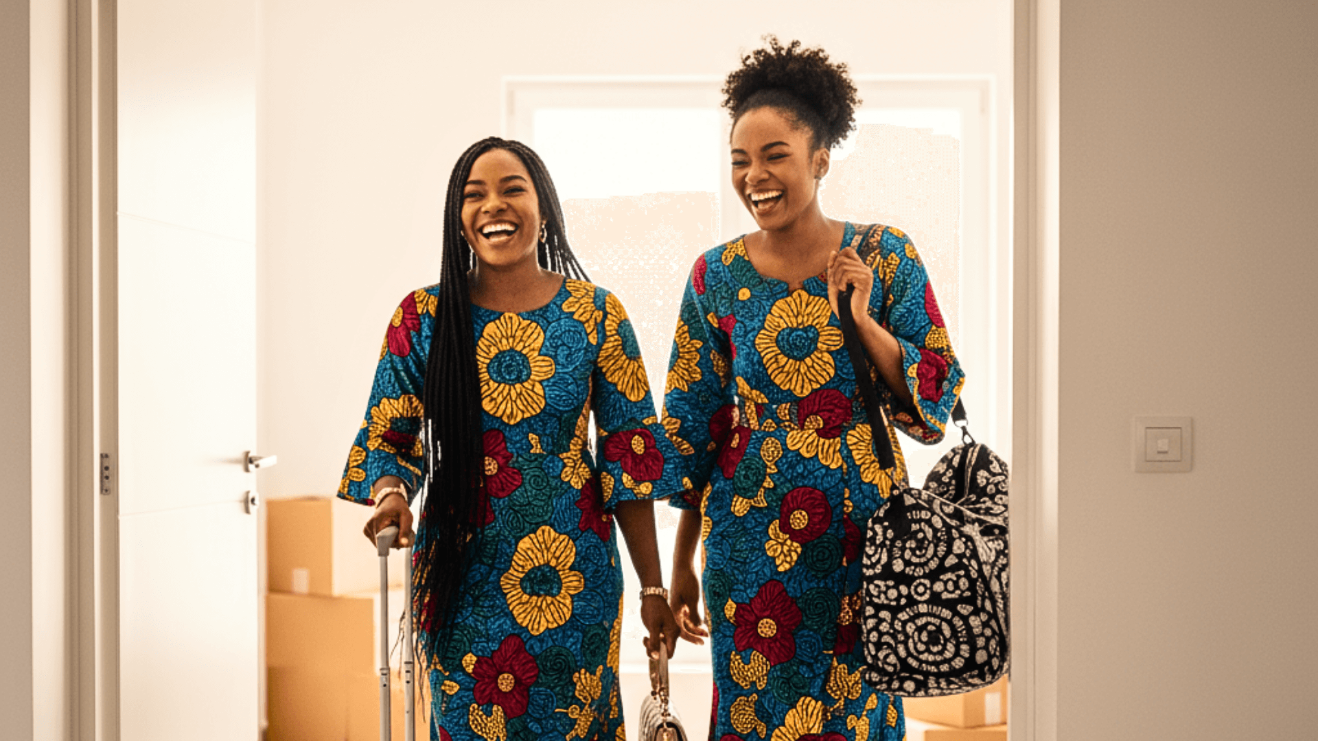 Happy Nigerian women moving into their new home
